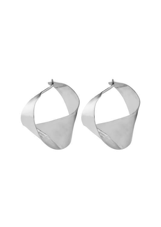 Oorbellen - flat wave - Silver