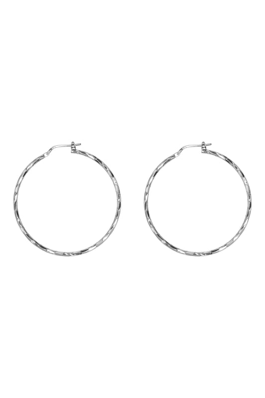 Silver shimmering hoop big