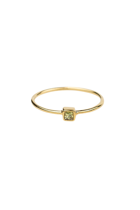 Ring square Citrine 14 crt