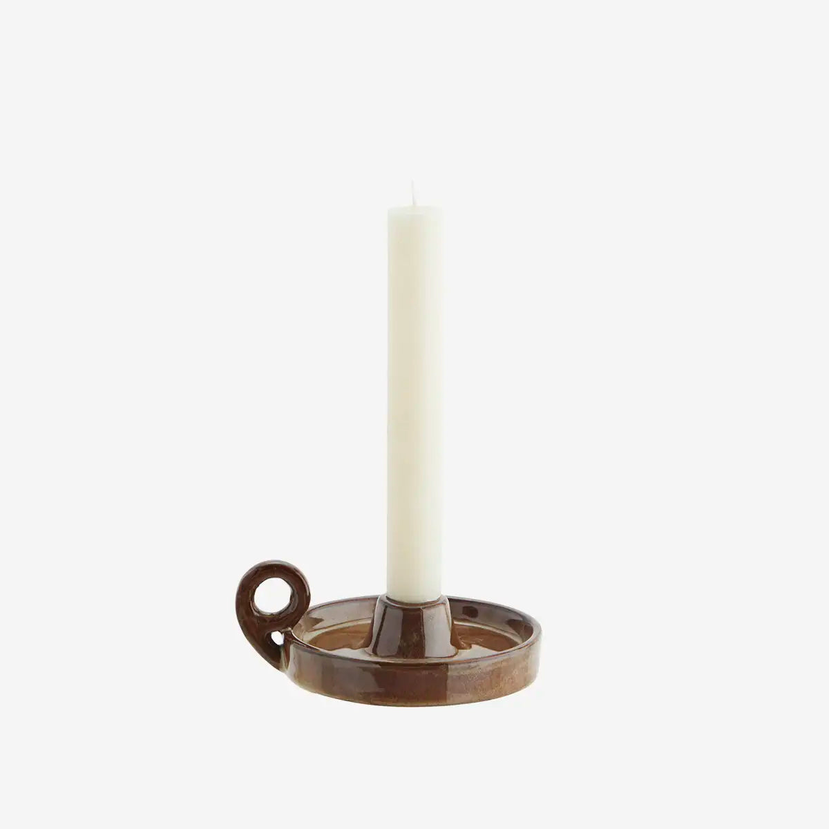 Stoneware candle holder beige