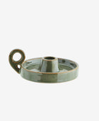 Stoneware candle holder green