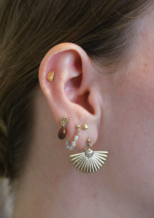 Big fan earring brass/g-p