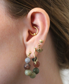Big green stone dot earring g-p
