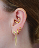 Silver peridot flower chain earring