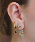 Silver small green stone dot earring