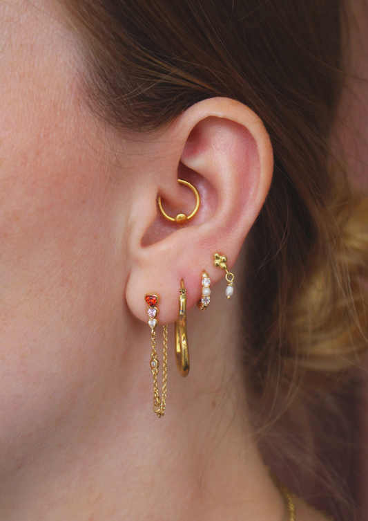 Multi heart chain earring g-p
