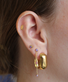 Silver purple rain chain earring