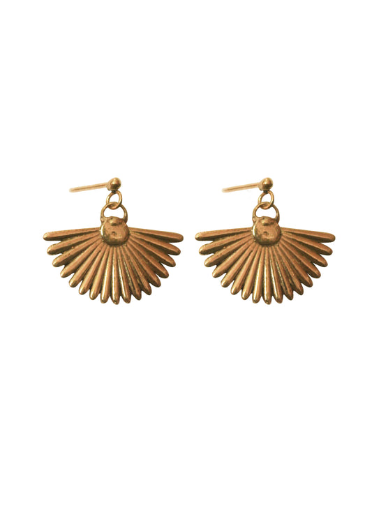 Big fan earring brass/g-p