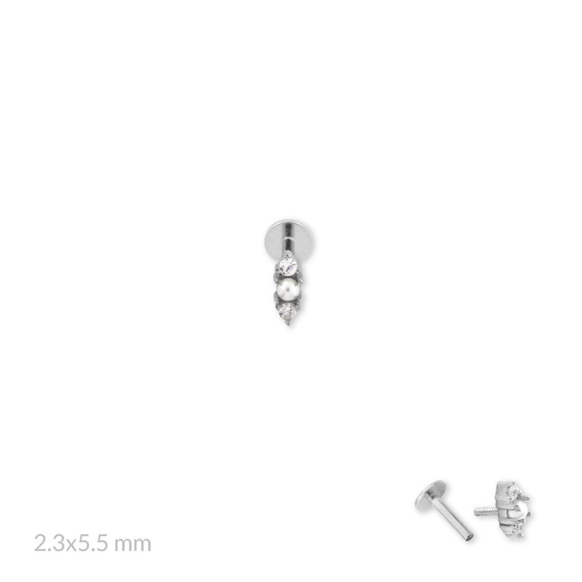 Piercing zircon pearl silver