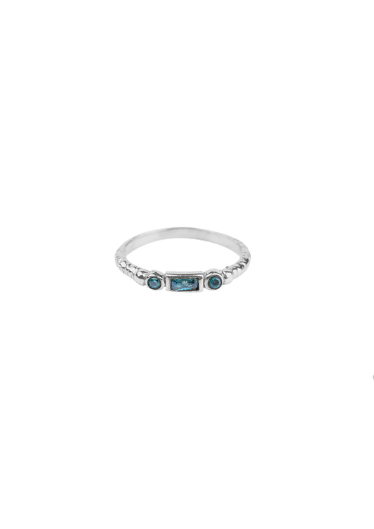 Ringen - Blue rectangle and round - Silver