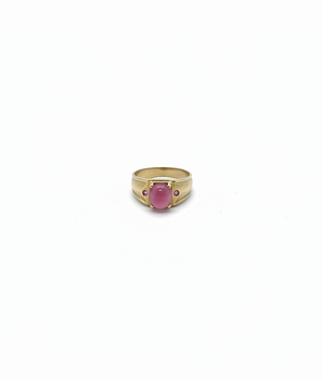 Brass signet pink stone ring