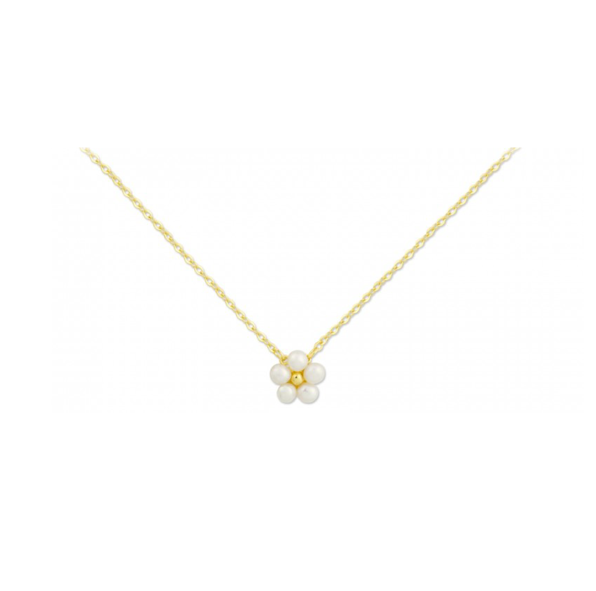 Necklace pearl flower g-p, 45 cm