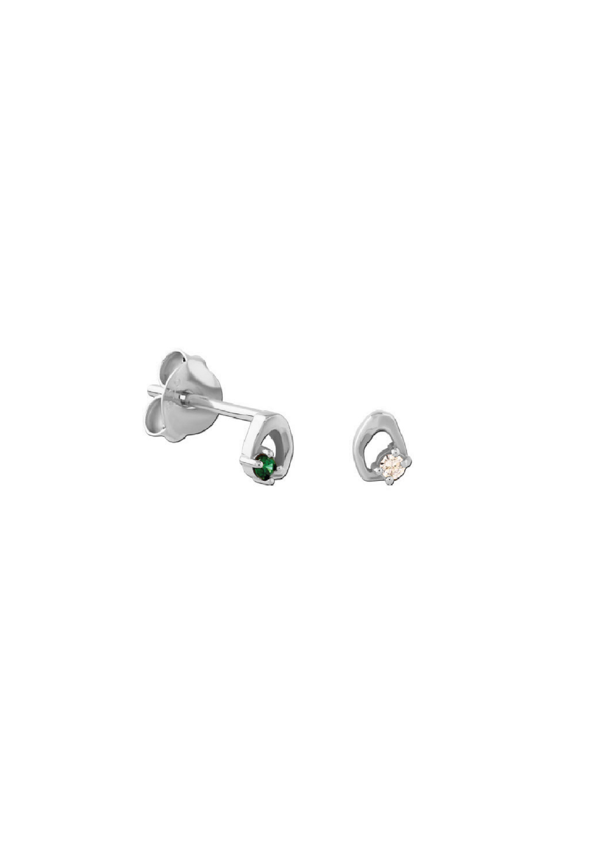 Silver shape stone stud earring