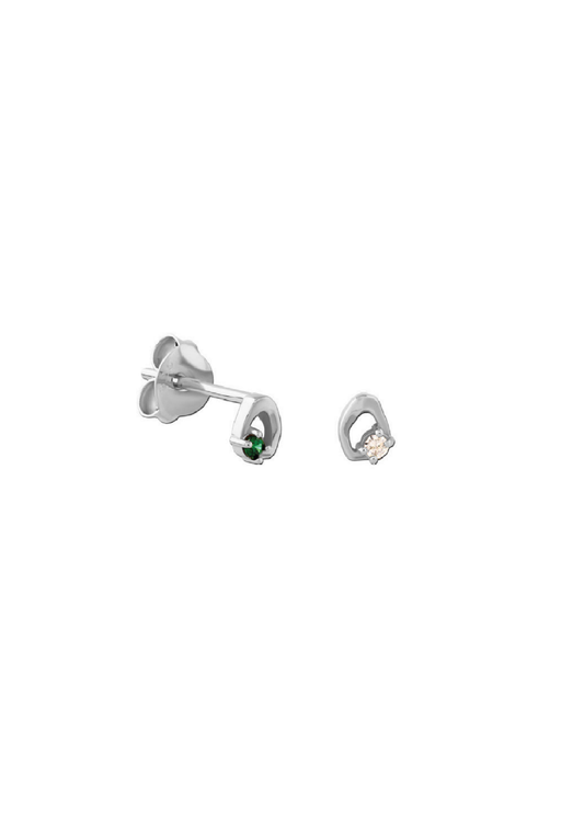 Silver shape stone stud earring