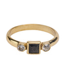 Brass vintage rectangle black stone ring