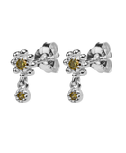 Silver flower peridot stud