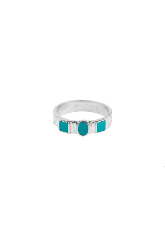 Ringen - triple green resin - Zilver