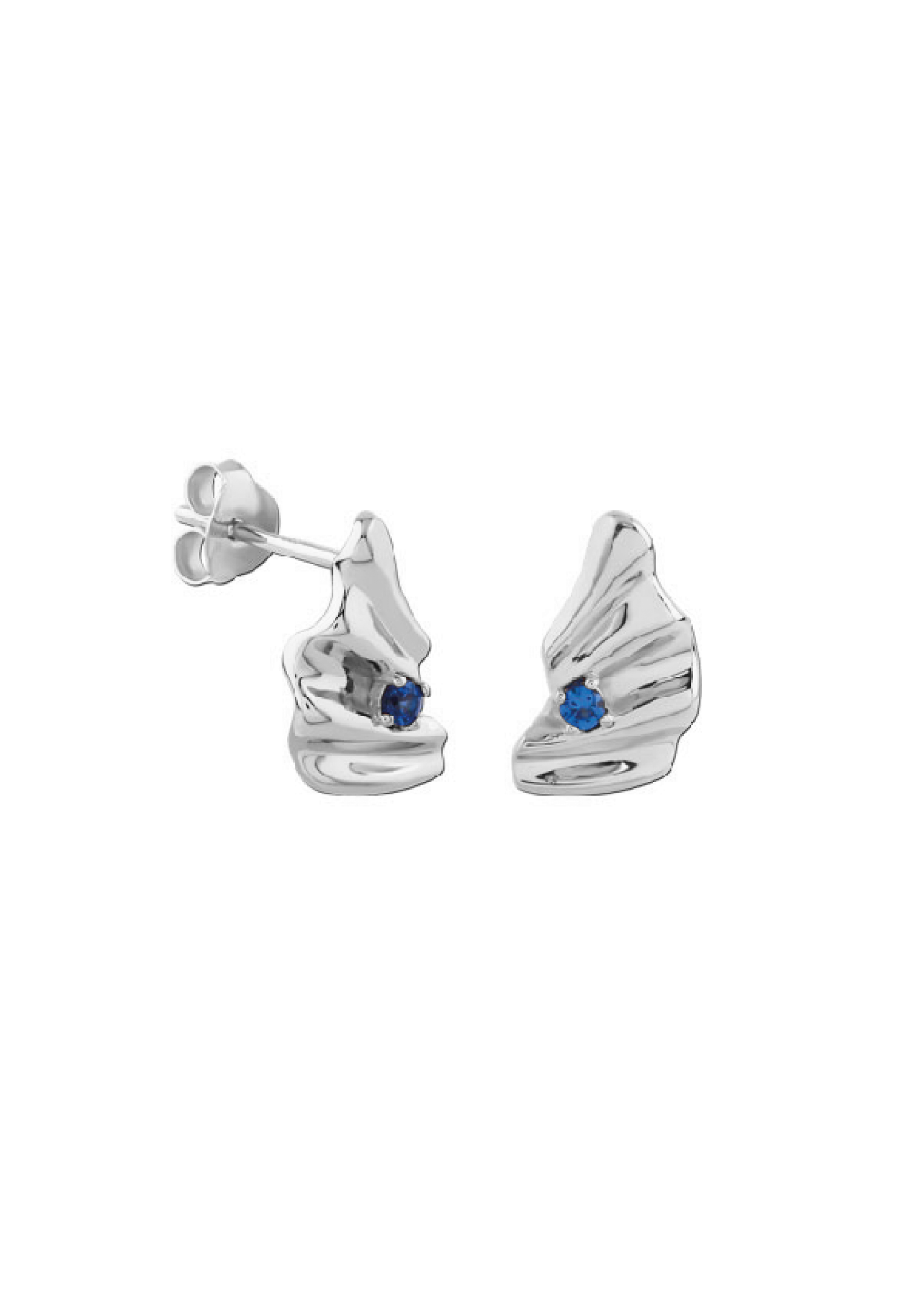 Silver wave stud earring