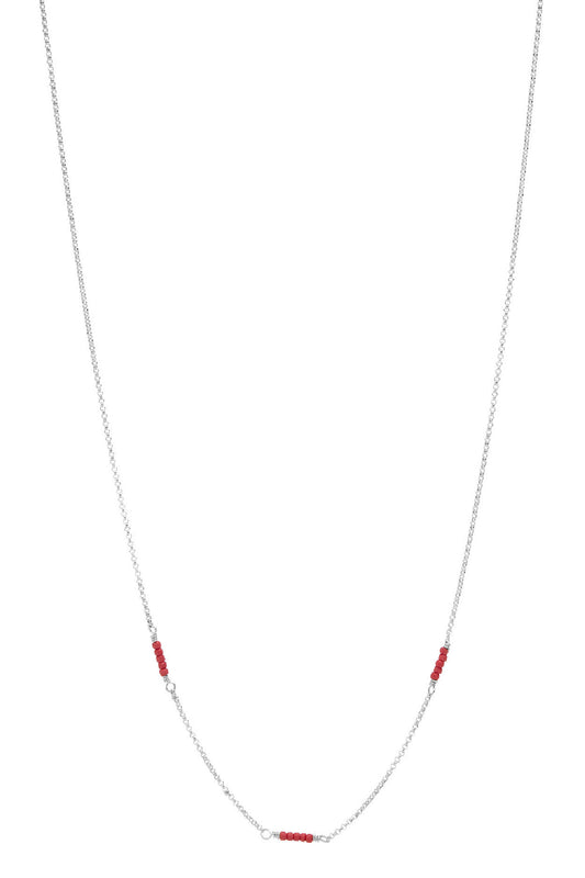 Silver necklace red stone