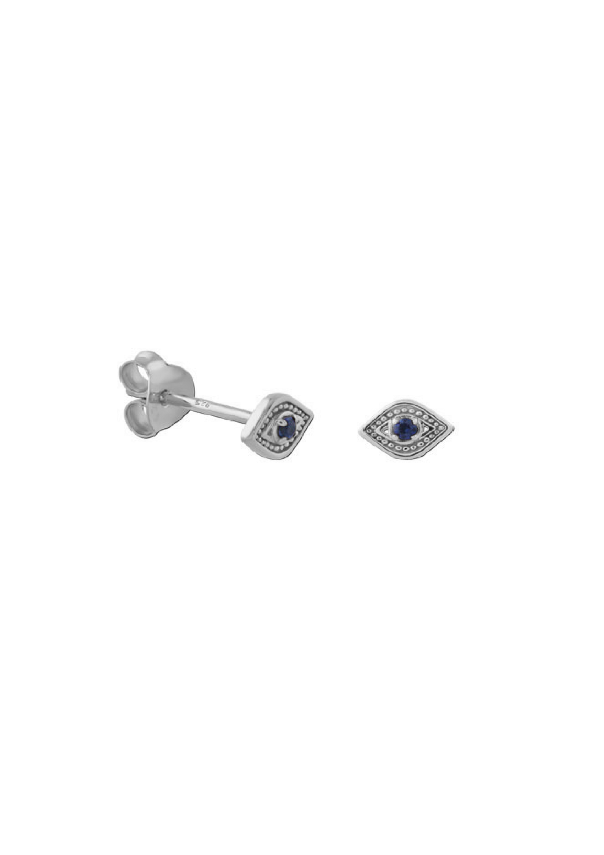 Silver blue eye stud earring