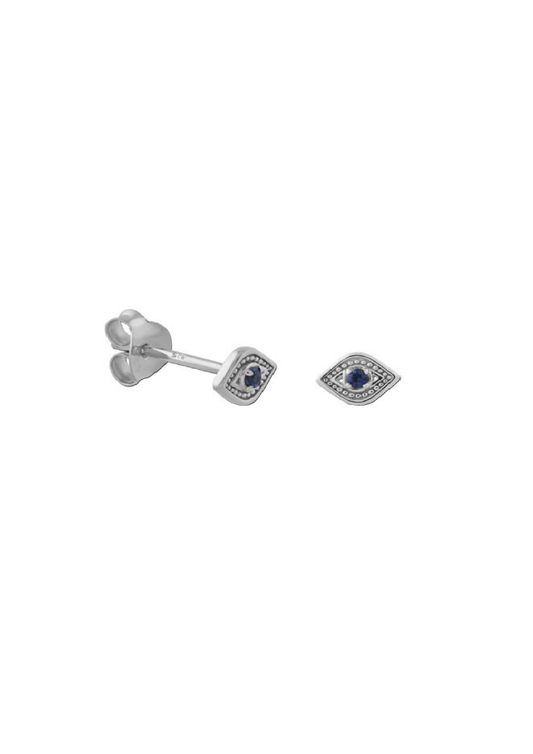 Silver blue eye stud earring