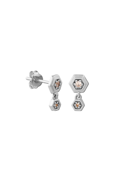 Silver pentagon stud earring