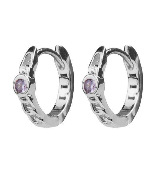 Silver lavender huggies