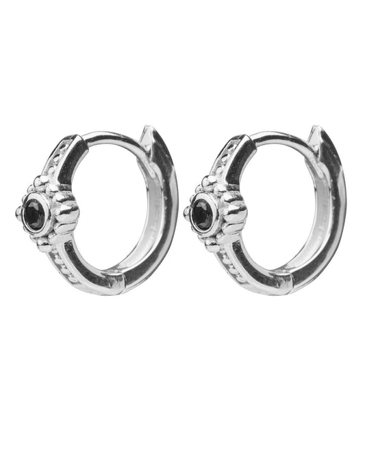 Silver black flower huggies