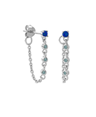 Silver blue night chain earring