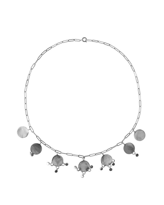 Coin necklace white brass