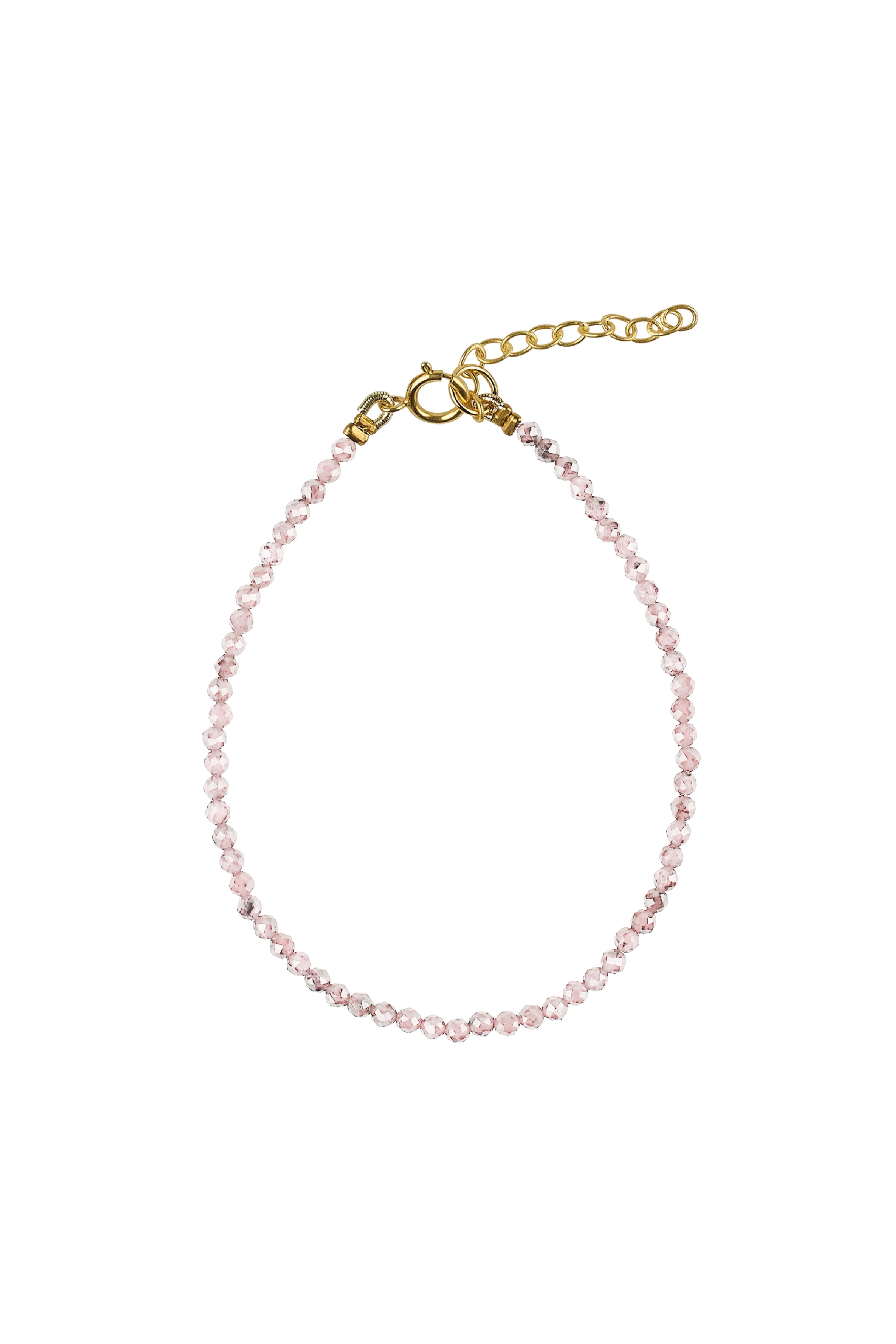 Bracelet pink strawberry quartz with g-p lock