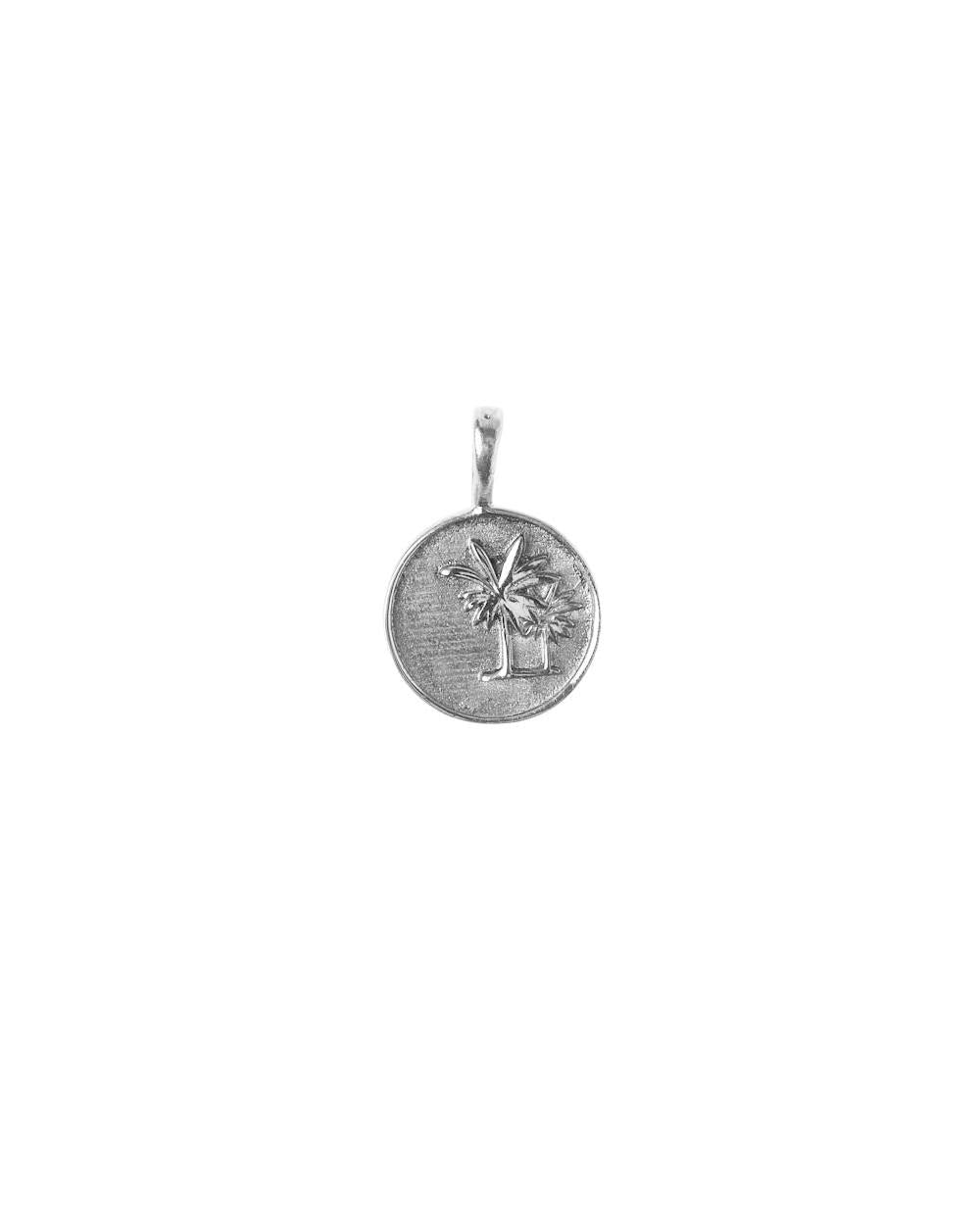 Coin palmtree white brass