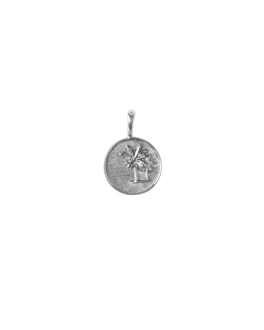 Coin palmtree white brass
