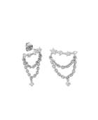 Silver zircon star chain earring
