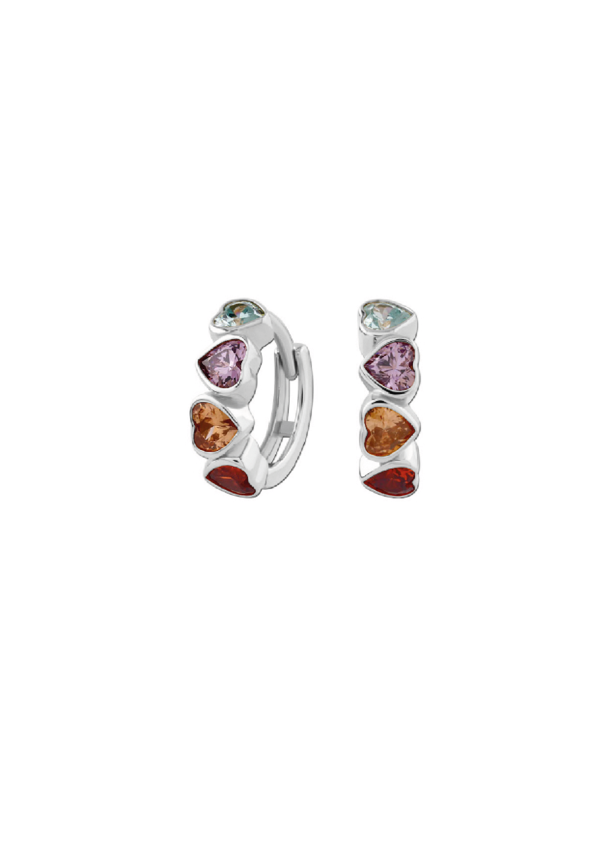 Silver heart stone huggies