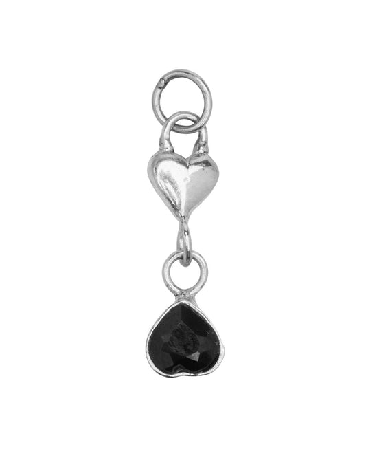 Silver pendant onyx heart stone