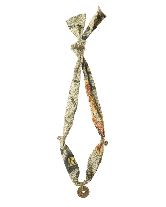 Batik coin necklace green