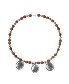 Necklace bold coin rudraksha white brass