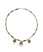 Multi coin green stone necklace g-p