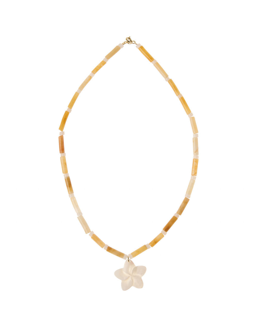 Yellow stone flower necklace with g-p lock