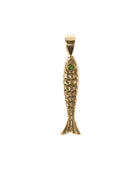Fish pendant green stone brass