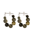 Silver small green stone dot earring