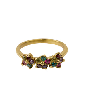 Brass triple multi stone flower