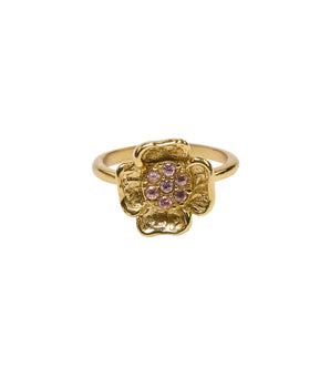Brass vintage stone rose ring