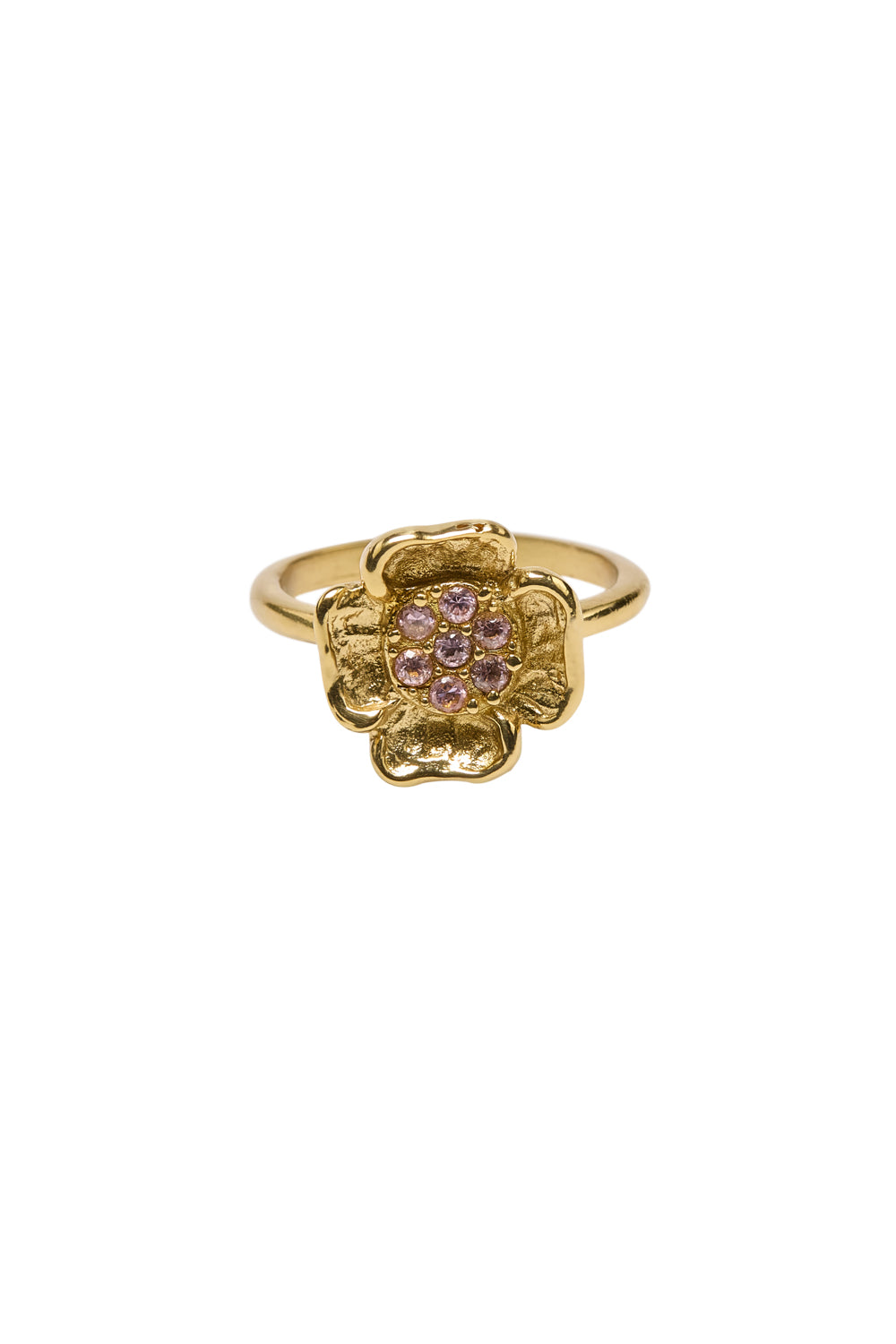 Brass vintage stone rose ring