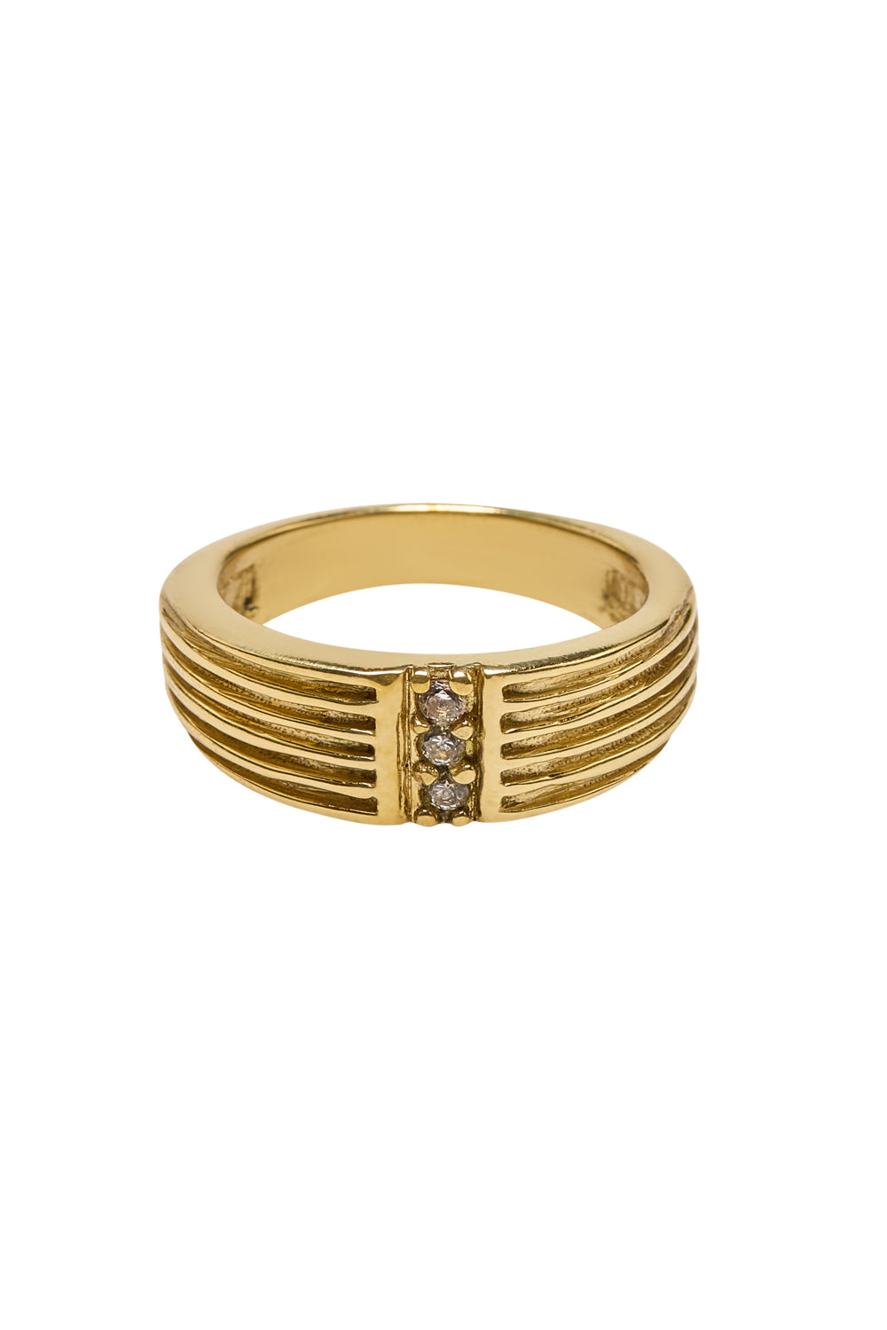 Brass molly line stone ring