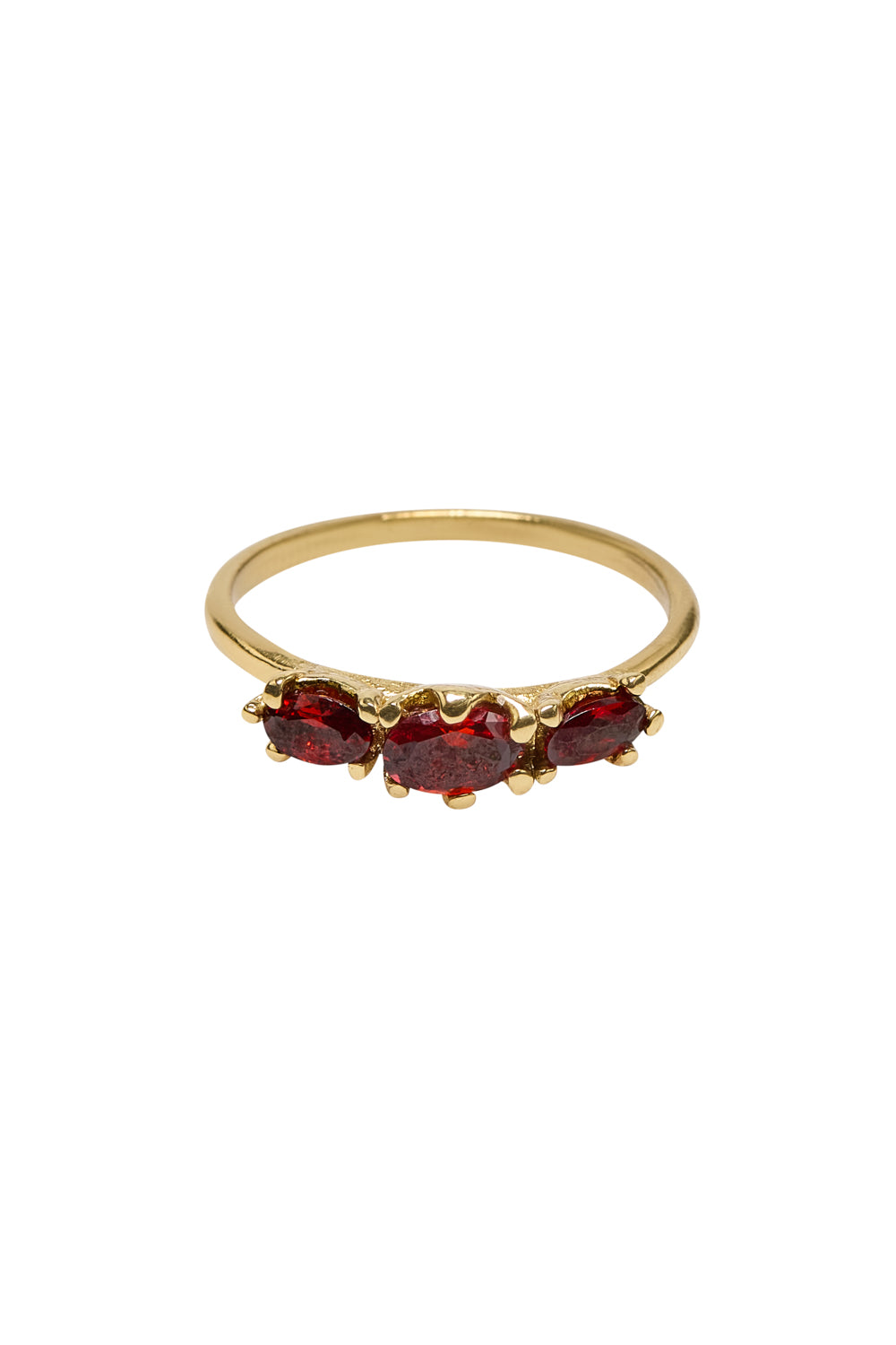 Brass triple garnet stone