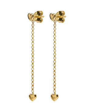 Heart stud earring with heart chain g-p