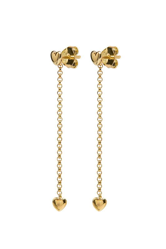 Heart stud earring with heart chain g-p