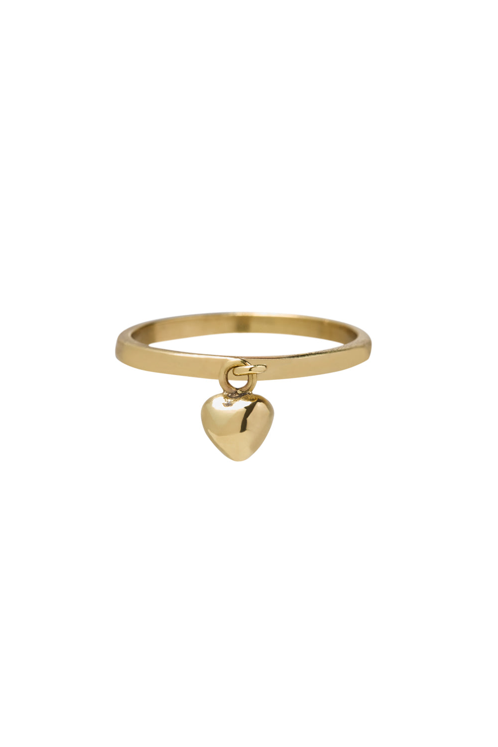 Brass hammered ring with heart pendant